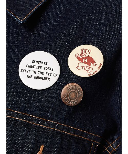 Mila Owen（ミラオーウェン）の「缶バッチ付きGジャン（デニムジャケット・レディース・インディゴブルー/ライトブルー/アイボリー・F）」の12枚目の写真