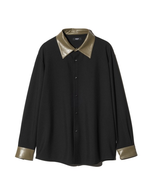 セール】Synth Leather Collar Shirt / シンセレザーカラーシャツ