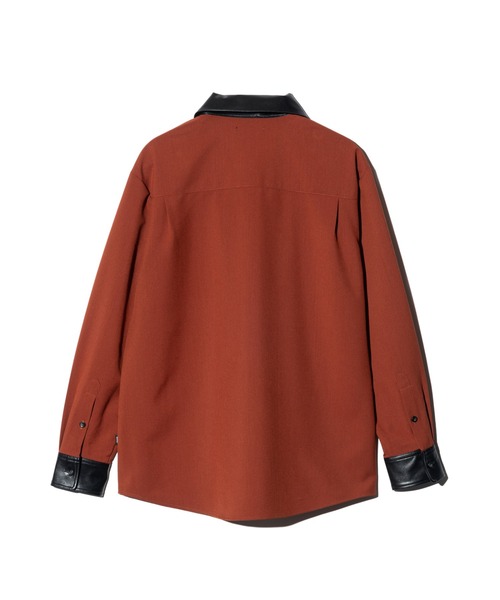 セール】Synth Leather Collar Shirt / シンセレザーカラーシャツ