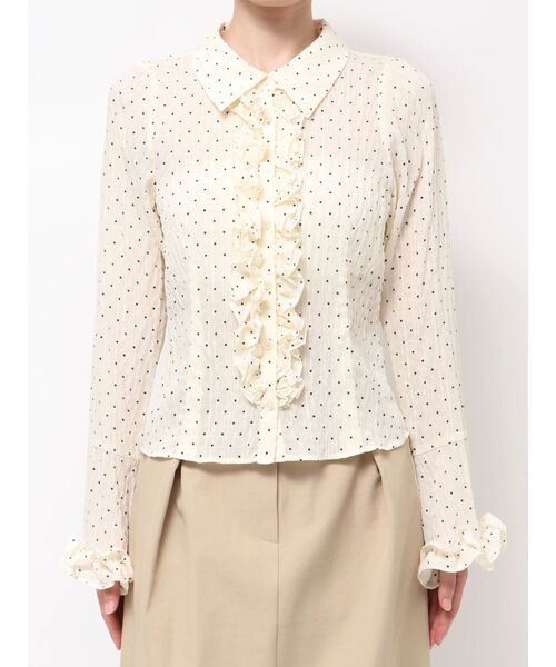 dazzlin（ダズリン）の「シュリンクフラワーショートシャツ（シャツ/ブラウス・レディース・オフホワイト/ブラウン/アイボリー/ブラック・FREE）」の21枚目の写真