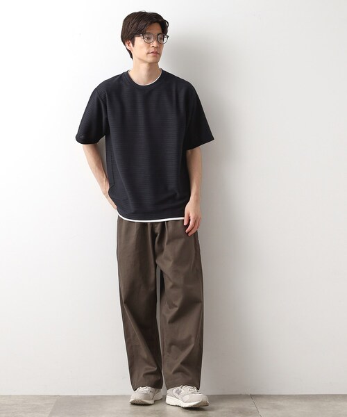 THE SHOP TK (ザ ショップ ティーケー )の「タックジャガードフェイクレイヤードTシャツ 吸水速乾/洗濯機OK(Tシャツ/カットソー・メンズ・ネイビー/ブラック・02/03/04)」の7枚目の写真