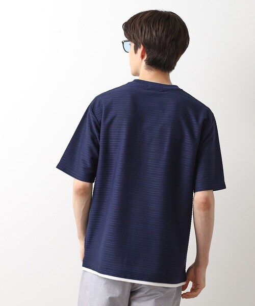 THE SHOP TK (ザ ショップ ティーケー )の「タックジャガードフェイクレイヤードTシャツ 吸水速乾/洗濯機OK(Tシャツ/カットソー・メンズ・ネイビー/ブラック・02/03/04)」の10枚目の写真