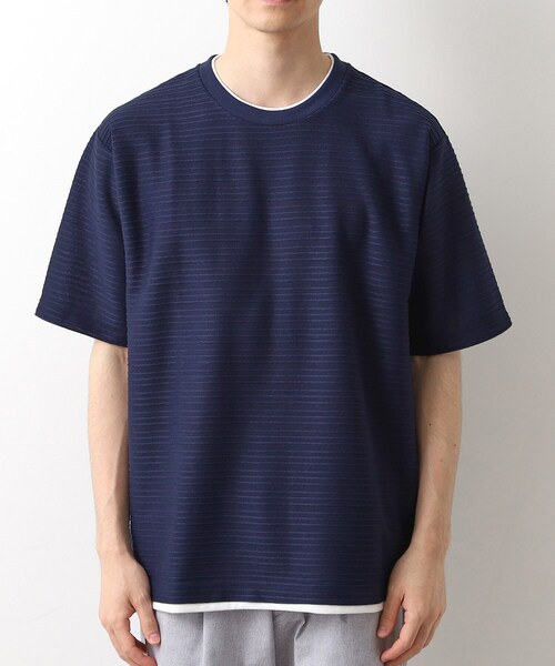 THE SHOP TK (ザ ショップ ティーケー )の「タックジャガードフェイクレイヤードTシャツ 吸水速乾/洗濯機OK(Tシャツ/カットソー・メンズ・ネイビー/ブラック・02/03/04)」の13枚目の写真