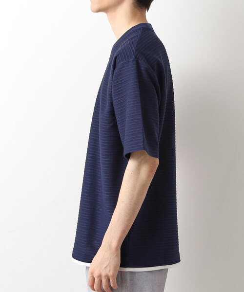 THE SHOP TK (ザ ショップ ティーケー )の「タックジャガードフェイクレイヤードTシャツ 吸水速乾/洗濯機OK(Tシャツ/カットソー・メンズ・ネイビー/ブラック・02/03/04)」の14枚目の写真