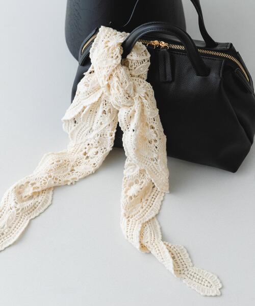 RODE SKO（ロデスコ）の「レースニットバブーシュカ（バンダナ/スカーフ・レディース・ダークブラウン/オフホワイト・ONE）」の3枚目の写真