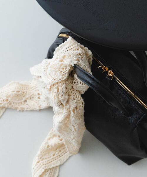 RODE SKO（ロデスコ）の「レースニットバブーシュカ（バンダナ/スカーフ・レディース・ダークブラウン/オフホワイト・ONE）」の4枚目の写真