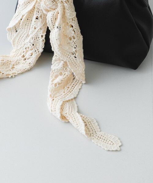 RODE SKO（ロデスコ）の「レースニットバブーシュカ（バンダナ/スカーフ・レディース・ダークブラウン/オフホワイト・ONE）」の5枚目の写真