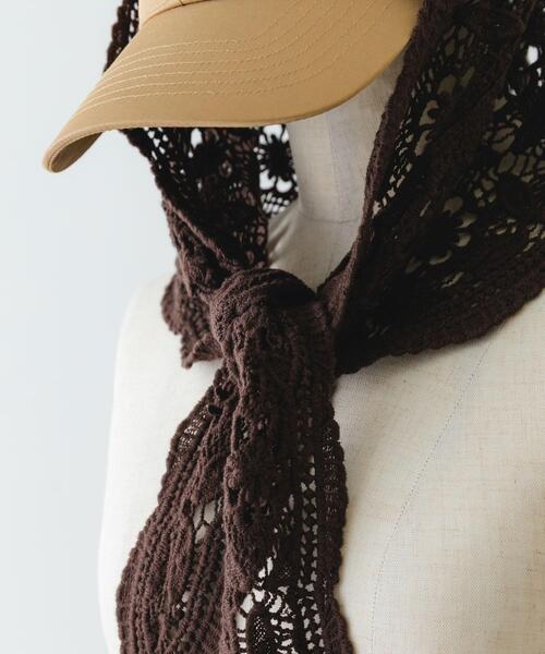 RODE SKO（ロデスコ）の「レースニットバブーシュカ（バンダナ/スカーフ・レディース・ダークブラウン/オフホワイト・ONE）」の14枚目の写真