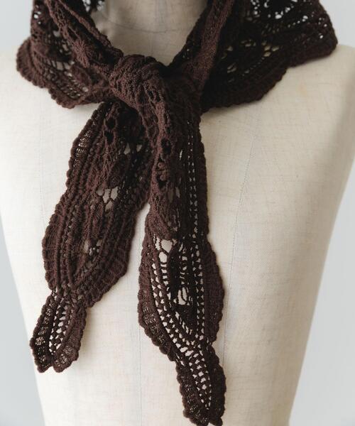 RODE SKO（ロデスコ）の「レースニットバブーシュカ（バンダナ/スカーフ・レディース・ダークブラウン/オフホワイト・ONE）」の15枚目の写真