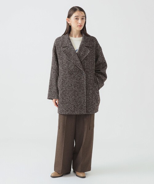 B:MING by BEAMS（ビーミングバイビームス）の「ヘリンボーン コート（その他アウター・レディース・ブラック/ブラウン・SMALL/MEDIUM）」の5枚目の写真
