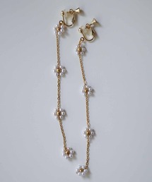 saran jewelry/4つのお花 スーパーロング チェーン イヤリング