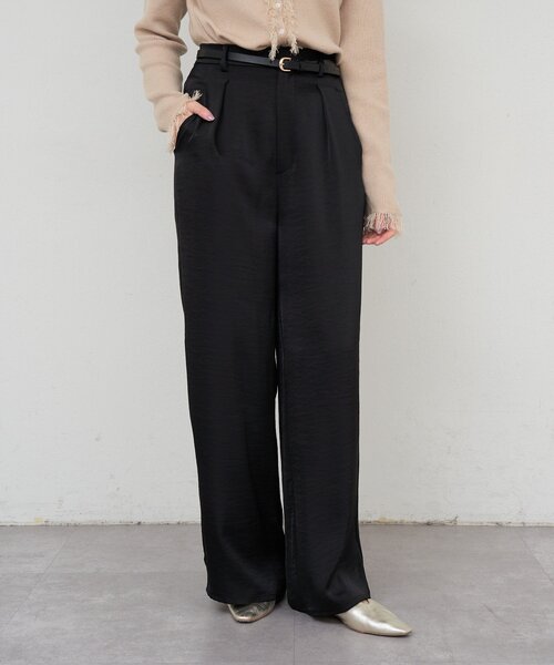 SHENERY（シーナリー）の「サテンワイドパンツ（その他パンツ・レディース・ブラック/ブラウン/オフホワイト・38/36）」の3枚目の写真