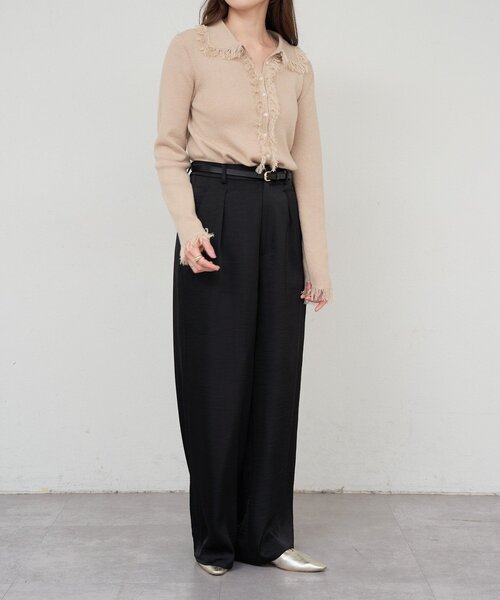 SHENERY（シーナリー）の「サテンワイドパンツ（その他パンツ・レディース・ブラック/ブラウン/オフホワイト・38/36）」の7枚目の写真