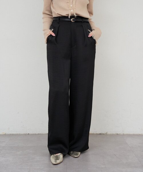 SHENERY（シーナリー）の「サテンワイドパンツ（その他パンツ・レディース・ブラック/ブラウン/オフホワイト・38/36）」の12枚目の写真