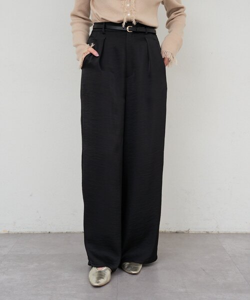 SHENERY（シーナリー）の「サテンワイドパンツ（その他パンツ・レディース・ブラック/ブラウン/オフホワイト・38/36）」の14枚目の写真