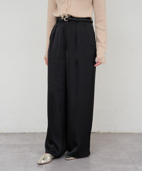 SHENERY（シーナリー）の「サテンワイドパンツ（その他パンツ・レディース・ブラック/ブラウン/オフホワイト・38/36）」の15枚目の写真