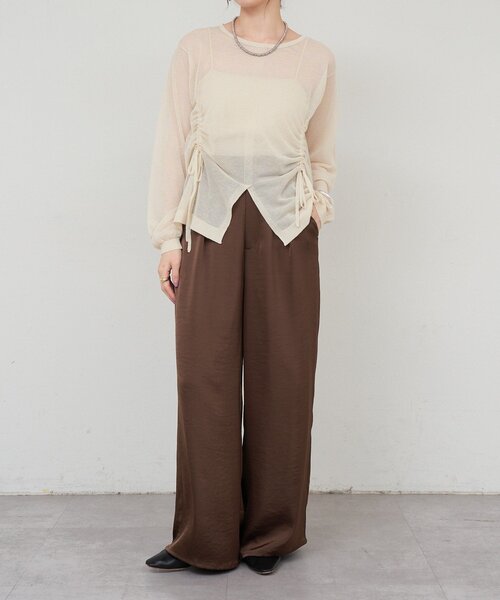SHENERY（シーナリー）の「サテンワイドパンツ（その他パンツ・レディース・ブラック/ブラウン/オフホワイト・38/36）」の20枚目の写真