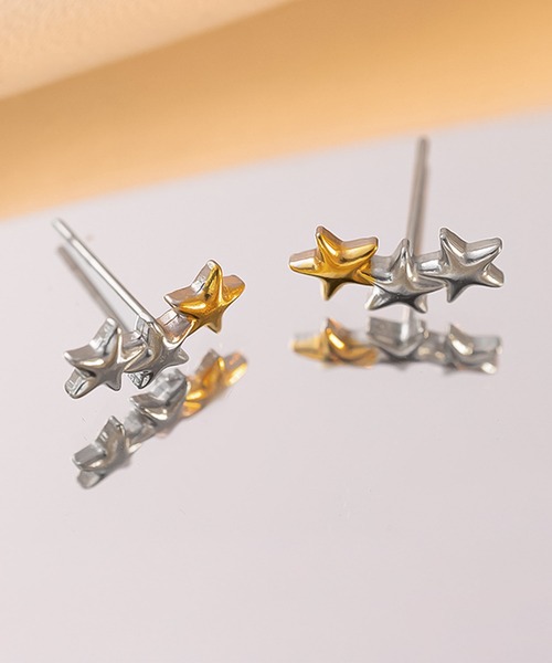 blackdia ocean(ブラックダイヤオーシャン)の「blackdia ocean バイカラー ホリゾンスターピアス(ピアス(両耳用)・レディース・シルバー×ゴールド・FREE)」の5枚目の写真