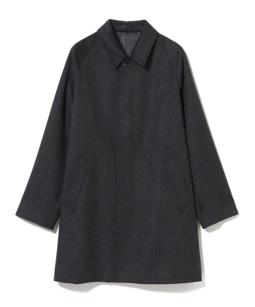 140Sウール チェック柄 ステンカラーコート（ステンカラーコート