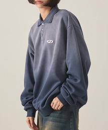 Snap club | 【Snap club】ヴィンテージスプレー加工 メタルプレートグラデーションスウェットポロシャツ(スウェット)