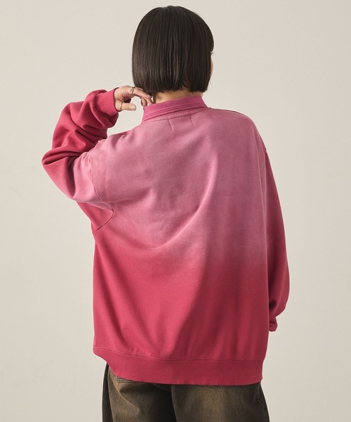 Snap club（スナップクラブ）の「【Snap club】ヴィンテージスプレー加工 メタルプレートグラデーションスウェットポロシャツ（スウェット・レディース・ブラック/レッド/ネイビー・M/L）」の12枚目の写真