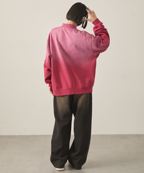 Snap club（スナップクラブ）の「【Snap club】ヴィンテージスプレー加工 メタルプレートグラデーションスウェットポロシャツ（スウェット・レディース・ブラック/レッド/ネイビー・M/L）」の17枚目の写真