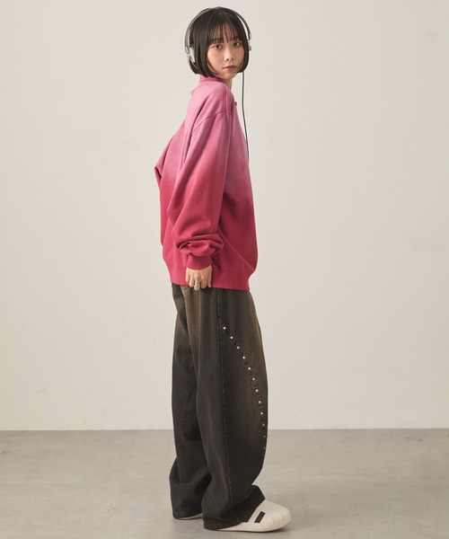 Snap club（スナップクラブ）の「【Snap club】ヴィンテージスプレー加工 メタルプレートグラデーションスウェットポロシャツ（スウェット・レディース・ブラック/レッド/ネイビー・M/L）」の18枚目の写真