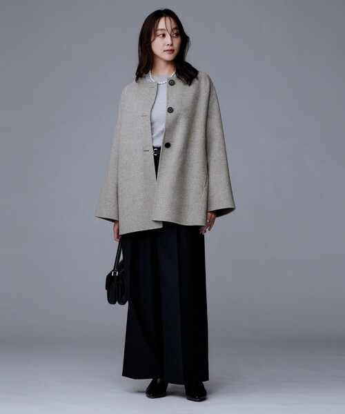 セール】【ミディ丈/軽やか】セミラグランリバー コート（ノーカラー