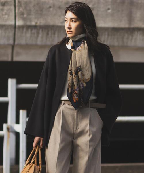 UNTITLED（アンタイトル）の「【ミディ丈/軽やか】セミラグランリバー コート（ノーカラーコート・レディース・ナチュラル/グレー/ブラウン系その他/サックスブルー/チャコールグレー・04/03/00/01/02/44/48）」の12枚目の写真