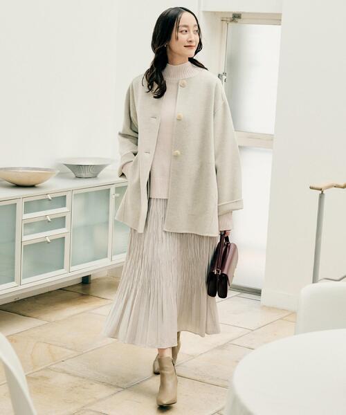 UNTITLED（アンタイトル）の「【ミディ丈/軽やか】セミラグランリバー コート（ノーカラーコート・レディース・ナチュラル/グレー/ブラウン系その他/サックスブルー/チャコールグレー・04/03/00/01/02/44/48）」の22枚目の写真