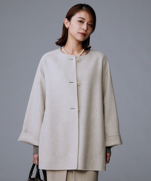 セール】【ミディ丈/軽やか】セミラグランリバー コート（ノーカラー
