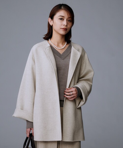 セール】【ミディ丈/軽やか】セミラグランリバー コート（ノーカラー