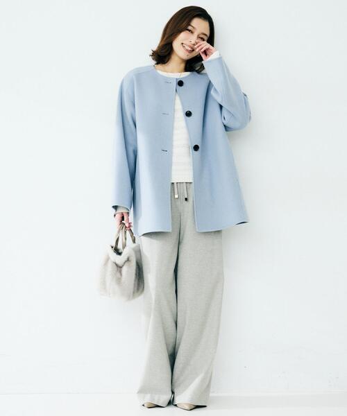 セール】【ミディ丈/軽やか】セミラグランリバー コート（ノーカラー