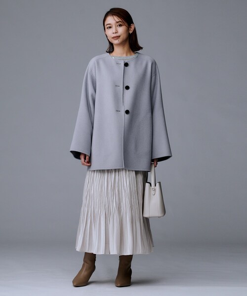 セール】【ミディ丈/軽やか】セミラグランリバー コート（ノーカラー