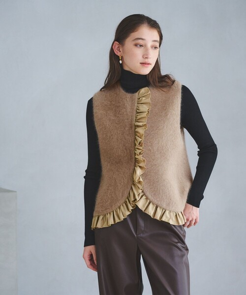 UNITED ARROWS（ユナイテッドアローズ）の「フォックスカシミヤ フリルコンビ ベスト（ベスト・レディース・ダークグレー/モカ/ネイビー・FREE）」の8枚目の写真