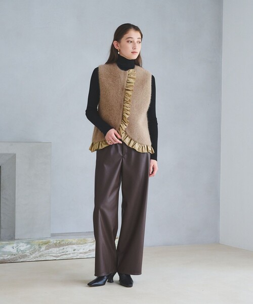 UNITED ARROWS（ユナイテッドアローズ）の「フォックスカシミヤ フリルコンビ ベスト（ベスト・レディース・ダークグレー/モカ/ネイビー・FREE）」の10枚目の写真