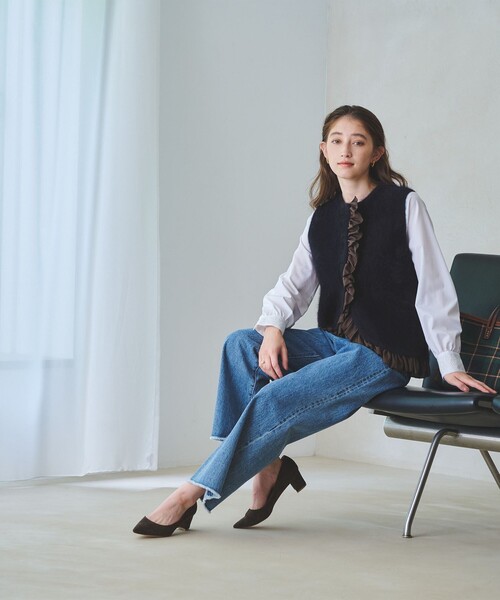 UNITED ARROWS（ユナイテッドアローズ）の「フォックスカシミヤ フリルコンビ ベスト（ベスト・レディース・ダークグレー/モカ/ネイビー・FREE）」の15枚目の写真