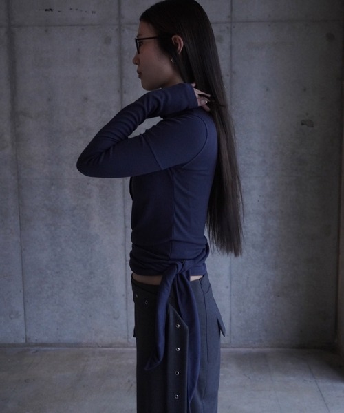 LOW CLASSIC ロウ クラシック その他トップス BUTTON UP WRAP T-SHIRT ハイネック 長袖 LOW CLASSIC（ロウ クラシック）の「BUTTON UP WRAP T-SHIRT（Tシャツ
