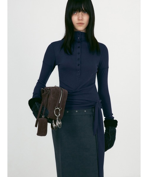 BUTTON UP WRAP T-SHIRT（Tシャツ/カットソー）｜LOW CLASSIC（ロウ