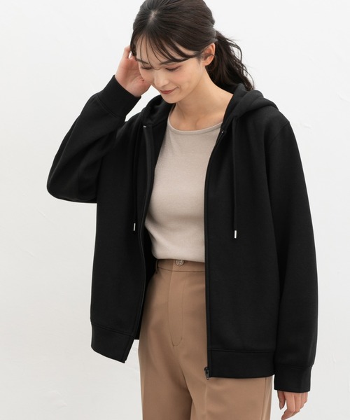Honeys(ハニーズ)の「【ハニぽか】あったかきれいめジップ(パーカー・レディース・グレイッシュベージュ/ブラック/ラベンダー/スミクロ・S/M/LL/L)」の7枚目の写真