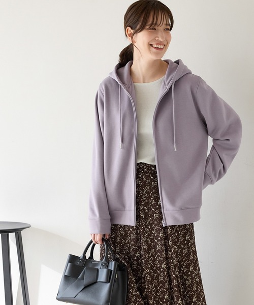 Honeys(ハニーズ)の「【ハニぽか】あったかきれいめジップ(パーカー・レディース・グレイッシュベージュ/ブラック/ラベンダー/スミクロ・S/M/LL/L)」の9枚目の写真