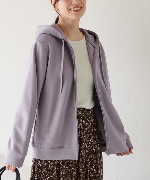 Honeys(ハニーズ)の「【ハニぽか】あったかきれいめジップ(パーカー・レディース・グレイッシュベージュ/ブラック/ラベンダー/スミクロ・S/M/LL/L)」の10枚目の写真