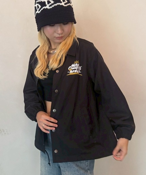 Good Time Apartment（グッドタイムアパートメント）の「【Good Time Apartment】【キッズサイズ有り】MUSIC CONNECTS COACH JACKET（ブルゾン・レディース・ブラック・S/M/L/150）」の4枚目の写真
