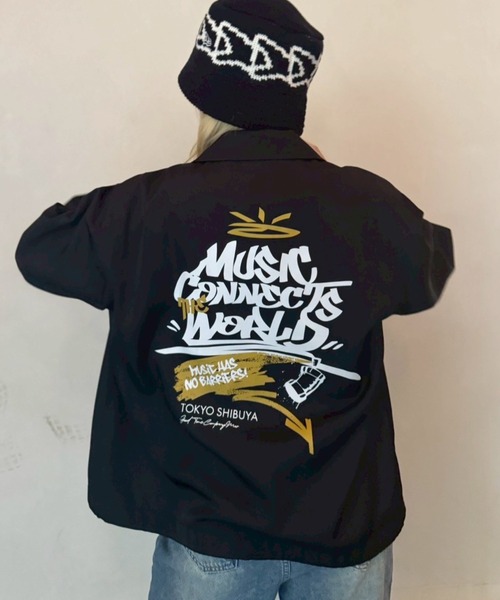 Good Time Apartment（グッドタイムアパートメント）の「【Good Time Apartment】【キッズサイズ有り】MUSIC CONNECTS COACH JACKET（ブルゾン・レディース・ブラック・S/M/L/150）」の7枚目の写真