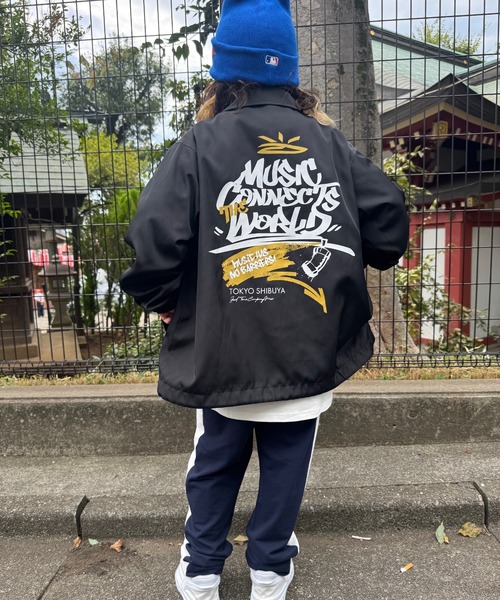 Good Time Apartment（グッドタイムアパートメント）の「【Good Time Apartment】【キッズサイズ有り】MUSIC CONNECTS COACH JACKET（ブルゾン・レディース・ブラック・S/M/L/150）」の8枚目の写真