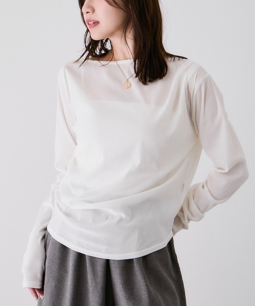 Jayro(ジャイロ)の「オフショルタックTシャツ(Tシャツ/カットソー・レディース・ブラック/チャコールグレー/ホワイト系その他・M)」の2枚目の写真