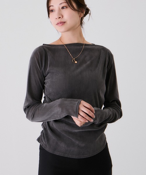 Jayro(ジャイロ)の「オフショルタックTシャツ(Tシャツ/カットソー・レディース・ブラック/チャコールグレー/ホワイト系その他・M)」の11枚目の写真