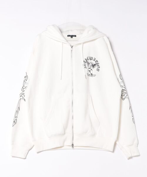 RISEJAPAN ジップアップパーカー ホワイト スポンジボンディングジップアップパーカー | REZES OFFICIAL ONLINE STORE