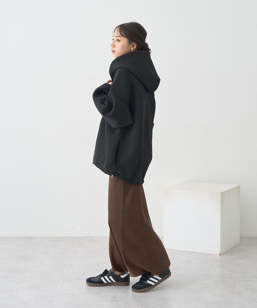 earth music&ecology（アースミュージックアンドエコロジー）の「ダンボールニットフーディーブルゾン（ブルゾン・レディース・ライトベージュ/ブラック/杢グレー・FREE）」の21枚目の写真