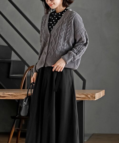 モールケーブルニットカーディガン（カーディガン/ボレロ）｜rps